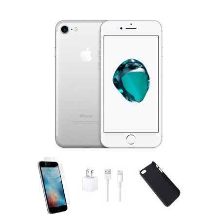 Apple iPhone 7 256GB Silver | Bundle: Case & Tempered Glass (Best Place To Store Iphone Photos)