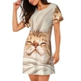 thumbnail image 2 of Disketp Sleeping Cat In Blanket para Camisón Corto de Manga Corta para Mujeres, Camisón Cómodo con Escote Redondo, Bonito y Confortable, 2 of 6