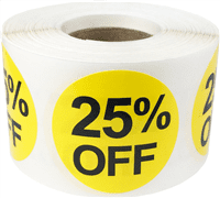 500 Labels on a Roll Yellow with White Writable Sale Stickers 1.5 Inches Round 