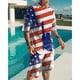 thumbnail image 3 of Traje casual de moda hawaiana para hombre, bandera del Día de la Independencia con fuegos artificiales geométricos creativos, estampado digital 3D, pantalones de playa para niños, 3 of 5