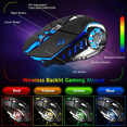 thumbnail image 3 of Wireless Gaming Keyboard and Mouse,Rainbow Backlit Rechargeable Keyboard Mouse with 3800mAh Battery Metal Panel,Removable Hand Rest Mechanical Feel Keyboard and 7 Color Gaming Mute Mouse for PC Gamers, 3 of 8
