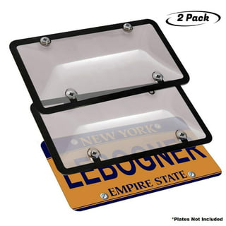 Limsas License Plate Covers, 2 Pack Clear Smoked Car Plate Frame Shield  Combo Unbreakable Tinted Novelty Plate Cover with Screws Caps and Coasters  Bubble Design Dust-Proof Car Tag Holder - Black in