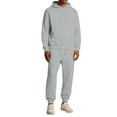 thumbnail image 3 of Hearthz Sweatsuits for Men 2 Piece Winter Fleece Hoodies and Cargo Sweatpants Set Drawstring Elastic Waisted Straight Leg Mens Sweatsuits with Kangaroo Pocket, 3 of 7