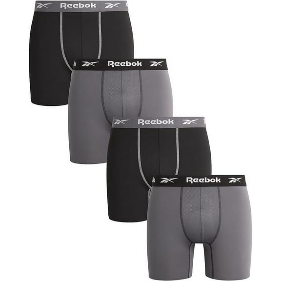 REEBOK MEN'S PACK 4 - 243 GREY BLACK - XLARGE - UNDERWEAR X4 BOXER BRIEF P74