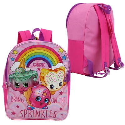 New Arrive Shopkins Allover Print Girl's 16" Canvas Pink School Backpack 