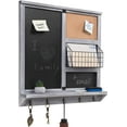 thumbnail image 6 of MyGift Wall-Mounted Gray Wood Chalkboard/Cork Board Sign with Shelf, Mail Basket, and 5 Key Hooks, 6 of 7