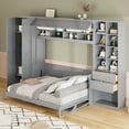 thumbnail image 2 of Generic Queen Size Murphy Bed Wall Bed with Closet , Drawers and Shelves,Gray, 2 of 9