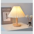 thumbnail image 3 of Retro Pleated Remote Control Night Light, Umbrella-shaped Bedside Lamp (beige Shade, Right Button 220v [tricolor Dimming]), 3 of 7