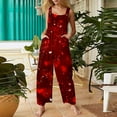 thumbnail image 5 of Fgvctg Womens Valentine's Day Jumpsuit Wide Leg Pant Fashion Love Heart Print Overall Sleeveless Romper Spaghetti Straps Jumpsuit Plus Size Bib Overalls Sprimg Clothes With Pockets Deep Red M, 5 of 5