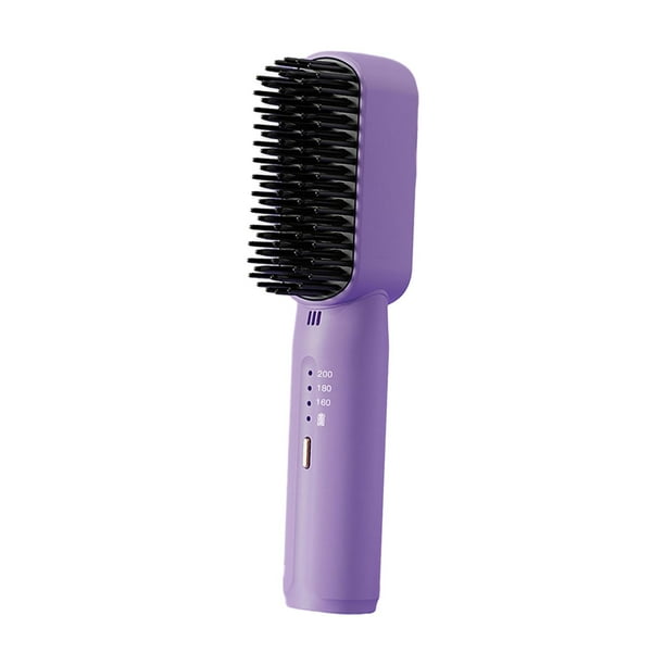 Plancha de pelo con carga USB, calentamiento rápido, 3 temperaturas ajustables, peine eléctrico caliente Violeta