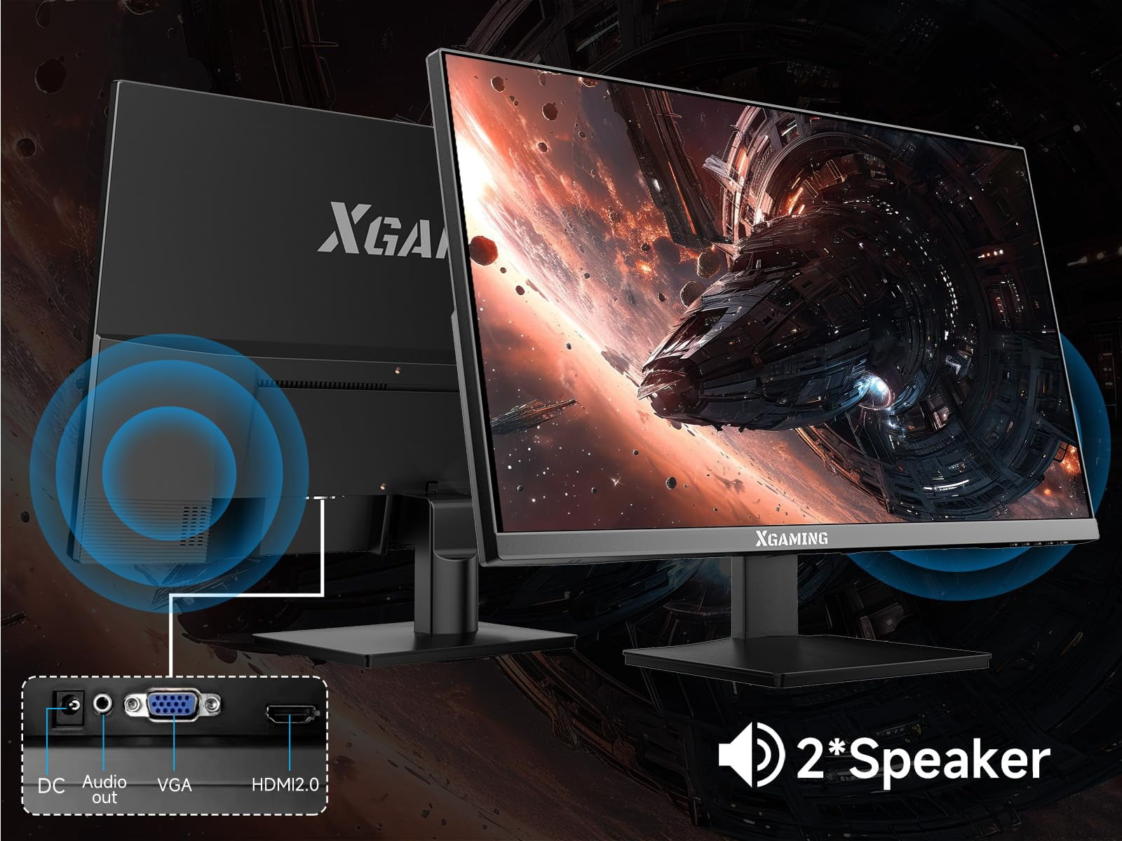 27 Zoll Faltbarer Gaming Monitor, 100Hz, FHD 1080P, HDR, FreeSync, Eingebaute Lautsprecher – Für PC & Konsole