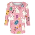 thumbnail image 4 of Alun Easter Graphic Print Casual Loose Fit 3/4 Sleeve T Shirts Womens Soft Breathable Round Neck Top for Happy Easter Celebration Plus Size Soft Comfort Spring Tees 5-Pink L, 4 of 5