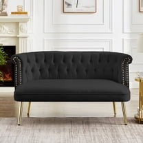 Leumiusa Modern Velvet Sofa with Nailhead Trims Arms, Upholstered Accent Sofa Couch, Black
