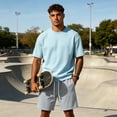 thumbnail image 6 of Men Lightweight Shorts Summer Casual Drawstring Shorts Athletic Beach Vacation Outdoor Work Pants Multi-Pocket Gray L, 6 of 8