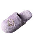 thumbnail image 2 of uublik Fuzzy Slippers for Women Memory Foam House Slippers Indoor Outdoor Cozy Plush Closed Toe House Shoes, Purple, 2 of 4