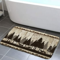 Deer Bath Mat for Bathroom, Cabin Wildlife Moose Elk Bear Pine Tree Forest Non-Slip Bathroom Rug, Hunting Country Bath Mat, Bathroom Accessories 17X29inches