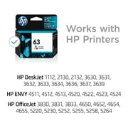 HP 63 Tri-color Original Ink Cartridge, ~150 pages, F6U61AN#140