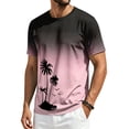 thumbnail image 3 of Mens Summer Shirts Short Sleeve Crew Neck Floral Gradient Tees Casual Beach Hawaiian Vintage T Shirts, 2XL, 3 of 5