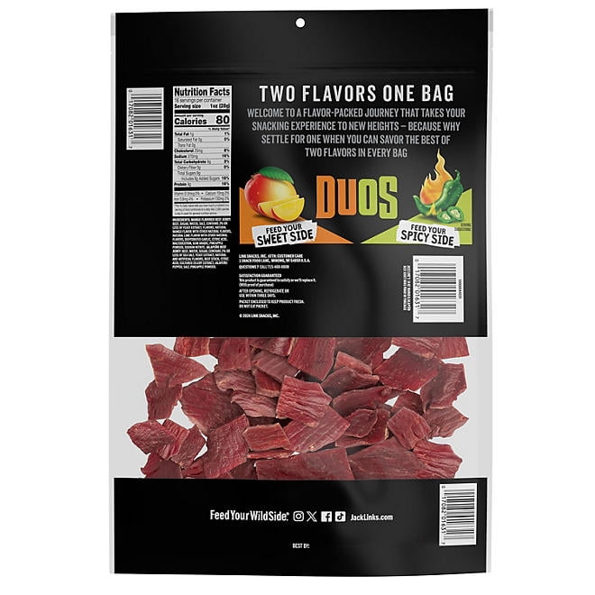 Jack Link's Duos Mango Flavored/Jalapeno Beef Jerky 16 oz