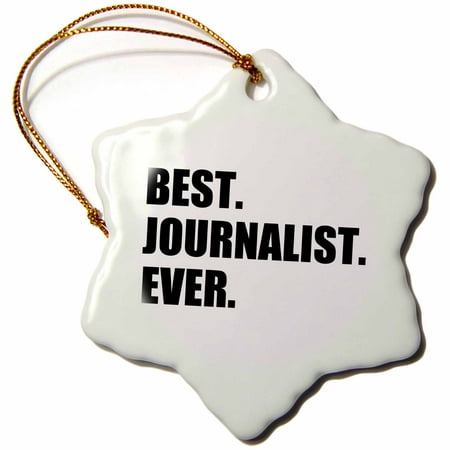 3dRose Best Journalist Ever, fun gift for talented newspaper magazine writers, Snowflake Ornament, Porcelain,