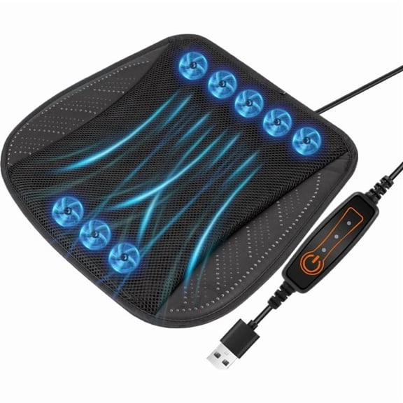 USB Cooling Seat Cushion With 8 Built-In Fans, 3 Speed Adjustable Breathable 3D Mesh Ice Silk Pad For Car Office Home