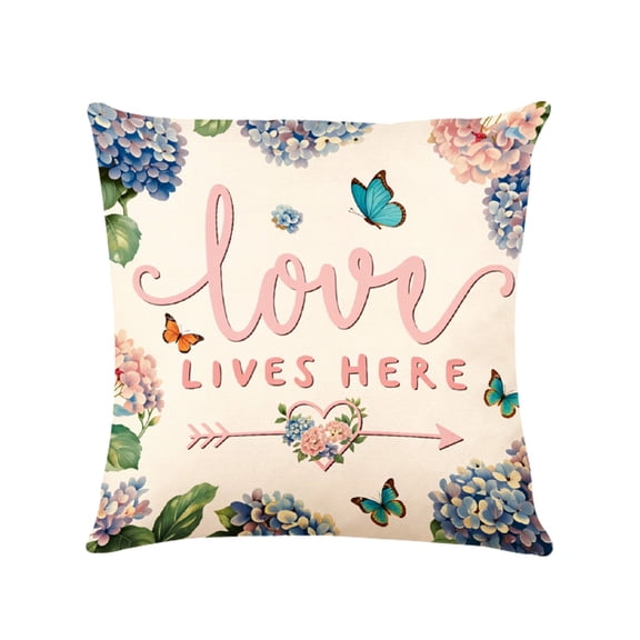 Lksixu Throw Pillow Covers, 18x18 Inch Hydrangea Print Pillow Cases with Zipper, Soft and Breathable Velvet Pillowcases, Farmhouse Decorative Cushion Covers for Couch Sofa Bedroom & Living Room