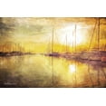 thumbnail image 2 of Bluebird Barn 14x11 White Modern Wood Framed Museum Art Print Titled - Yellow Sunset Boats in Marina, 2 of 4