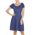 thumbnail image 1 of WILLBEST Vestidos Casuales Border Independent Station - Vestido Nuevo para Mujer con Cuello Cuadrado, Manga Corta Abullonada, Elástico, Fruncido, Ajustado, Estampado de Vuelo Grande Chica, 1 of 3