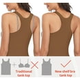 thumbnail image 5 of Charmo 2-Pack Cotton Tank Tops for Womens with Shelf Bra Racerback Yoga Camisole Workout Undershirts, 5 of 7