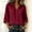 Wine women's collared blouse a1, variant on Women's Collared 3/4 Sleeve Flowy Blouse Casual Button Down Loose Fit Shirt Solid Work Travel Business Top Office Shirt, Wine 2XL