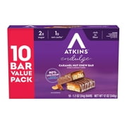 Atkins Endulge Treats, Caramel Nut Chew Bars, Low Sugar Snacks, Dessert Bars, Good Source of Fiber, 10 Count (Value Pack)