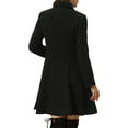 thumbnail image 3 of INSPIRE CHIC Women' Winter Overcoat Single Breasted Button Velvet Contrast Collar Pea Coat XS Black, 3 of 5