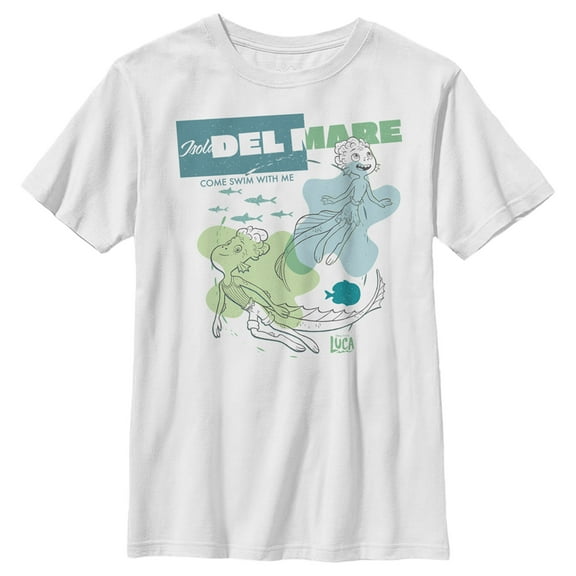 Boy's Luca Isola Del Mare Come Swim With Me  Graphic Tee White Medium
