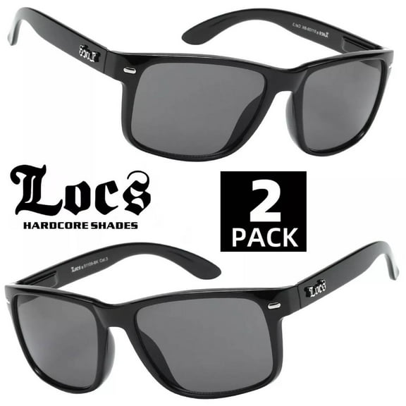 2 Pairs of Large Biker OG Sunglasses for Men, Dark Lens, Black Frame