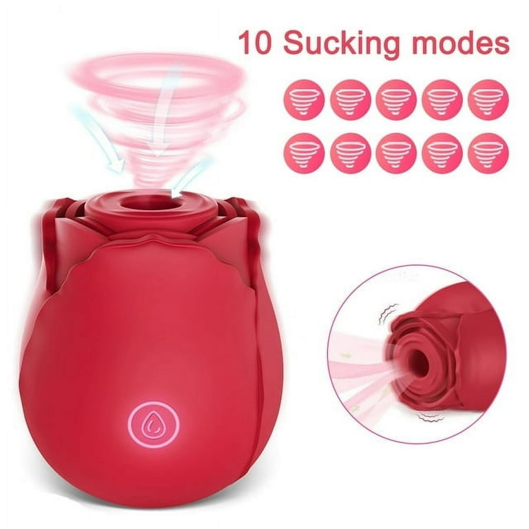 10 Speed Suction Vibrator Discreet Rose Vibrator - 10-Speed Suction  Massager For Women, USB Rechargeable Waterproof Mini Massager Gift
