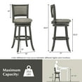 thumbnail image 3 of Gymax Swivel Bar Stools Set of 2 w/ Soft-padded Back & Seat Sturdy Wooden Frame, 3 of 9