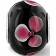 thumbnail image 5 of Sterling Silver Reflections Pink Floral Black Glass Bead (14.4 X 11.4) Made In China -Jewelry By Sweet Pea, 5 of 8