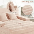 thumbnail image 5 of Oversized Chaise Lounge Chair Indoor, 57" W Chenille Upholstered Sofa Bed with Adjustable Backrest & LED Light Strip, Comfy Deep Seat Sleeper Couch Reading Chairs, for Living Room, Pink, 5 of 9