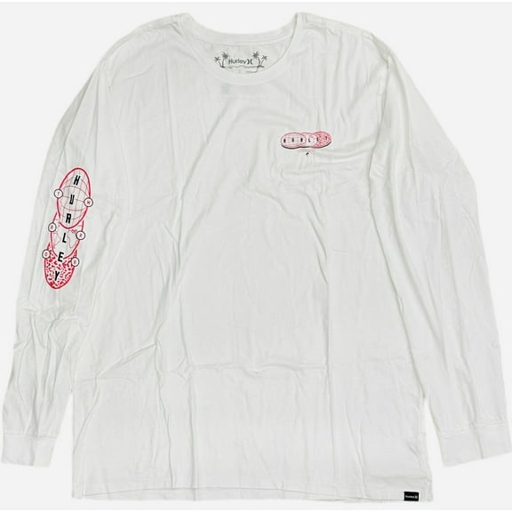 Hurley Men's T-Shirt Everyday Washed Global Long Sleeve Tee (XX-Large, White)