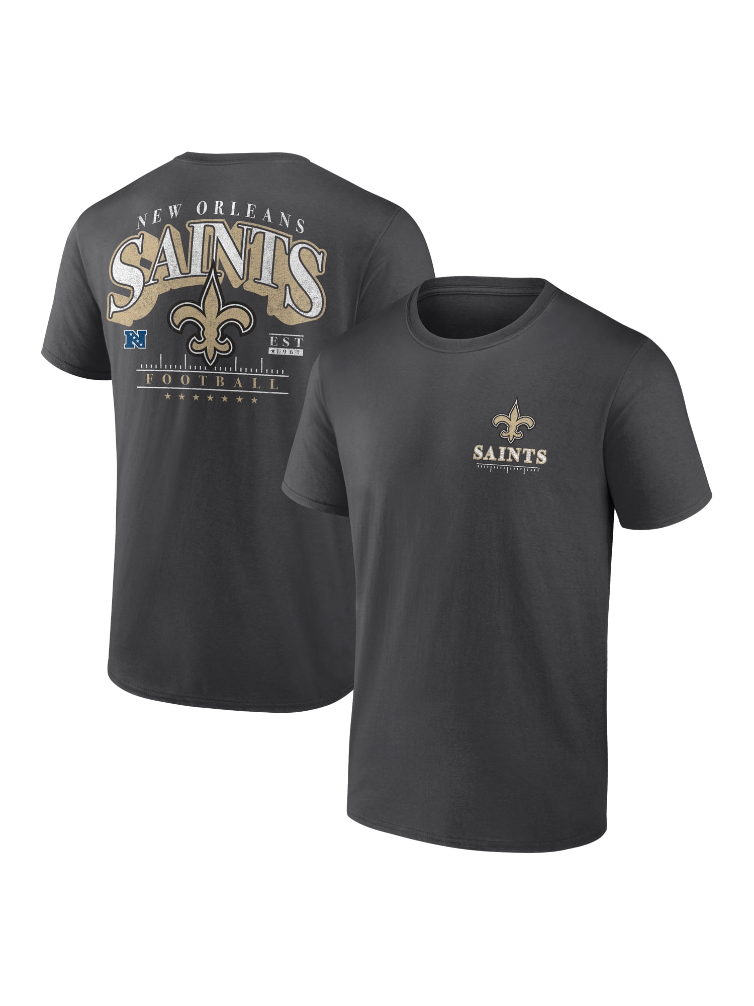 NFL New Orleans Saints Men's Cotton Faded Black Short Sleeve T-Shirt