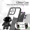 thumbnail image 4 of For iPhone 12 Mini Case Astronaut, Clear Cases for iPhone 12 Mini with Glitter Paper & Spaceman Stand, Women Girls Cute Electroplated Sparkly Space Phone Cover for 12 Mini Black, 4 of 12