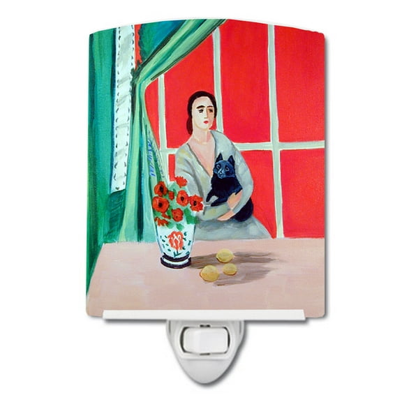 Lady with her Schipperke Ceramic Night Light