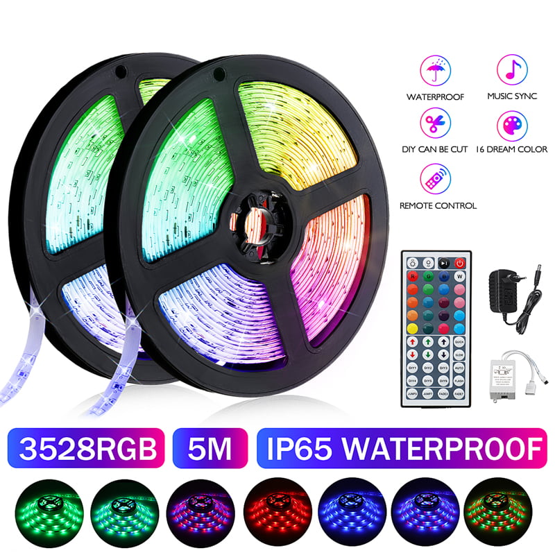 15/10M RGB 3528 LED Strip Lights Colour Changing With IR Remote Power Supply 12V 