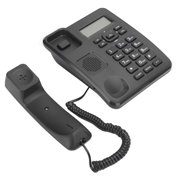 Teléfono ANGGREK Compatible Con Sistema FSK Brillo LCD Teléfono Con Cable Negro
