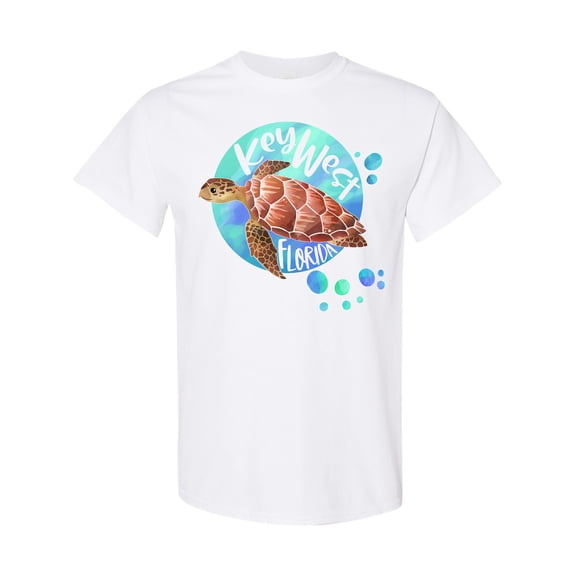 Inktastic Key West, Florida Swimming Sea Turtle with Bubbles T-Shirt