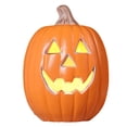 thumbnail image 2 of Vintage Halloween Pumpkin Decor, Battery Operated Light Up Jack O Lantern with Spooky Carved Triangle Face, LED Plastic Pumpkin Lamp, Classic Glowing Pumpkin for Home Mantel, 2 of 6
