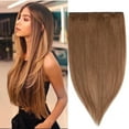 thumbnail image 2 of SEGO Blonde Clip in Human Hair Extensions Balayage One Piece Soft Straight 3/4 Full Head Hair Pieces for Women, 2 of 12