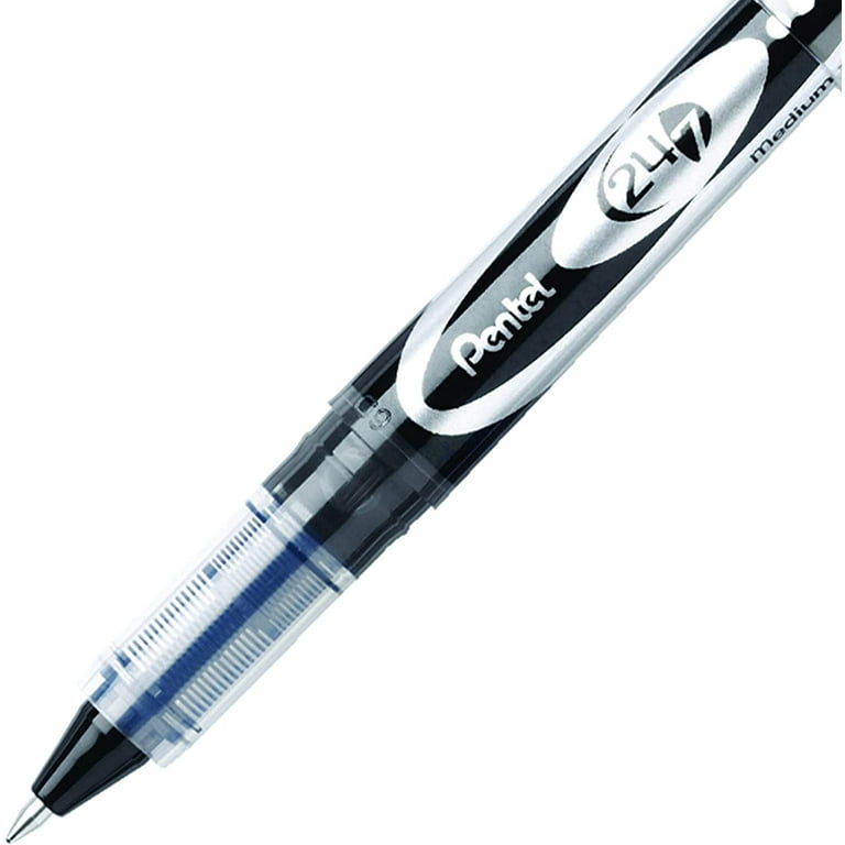 Pentel 24/7 Rollerball Pens - Medium Pen Point - 0.7 mm Pen Point Size - Black Water Based Ink - Black Barrel - Metal Tip - 1 Dozen Pentel 24/7 Rollerball Pens - Medium Pen Point - 0.7 mm Pen Point Size - Black Water Based Ink - Black Barrel - Metal Tip - 1 Dozen
