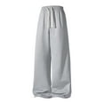 thumbnail image 3 of Havenx Soft Wide Leg Sweatpants for Men Drawstring Elastic Waist Sweatpants with Side Pockets Track Pants Relaxed Lounge Loose Fit Athletic Casual Streetwear,Light Gray M, 3 of 5