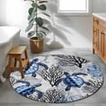 thumbnail image 3 of Coastal Sea Turtles Round Area Rug 3Ft Washable Small Circle Rugs for Kitchen Entryway, Blue Summer Coral Ocean Beach Anchor Non-Slip Carpet Floor Mats Indoor Outdoor Carpet Runner Home Decor, 3 of 8